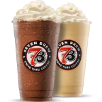 Seven Brew chocolate and caramel shakes topped with whipped cream